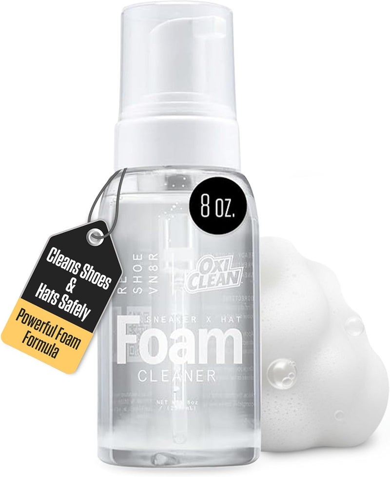 RESHOEVN8R OxiClean Foam Shoe Cleaner & Hat Cleaner, 8oz - Easy-to-Use All-Purpose Sneaker Cleaner for Canvas, Leather, Mesh, Suede, White & Nubuck Shoes - Shoe Cleaning Kit Solution for Stain & Dirt - Image 1